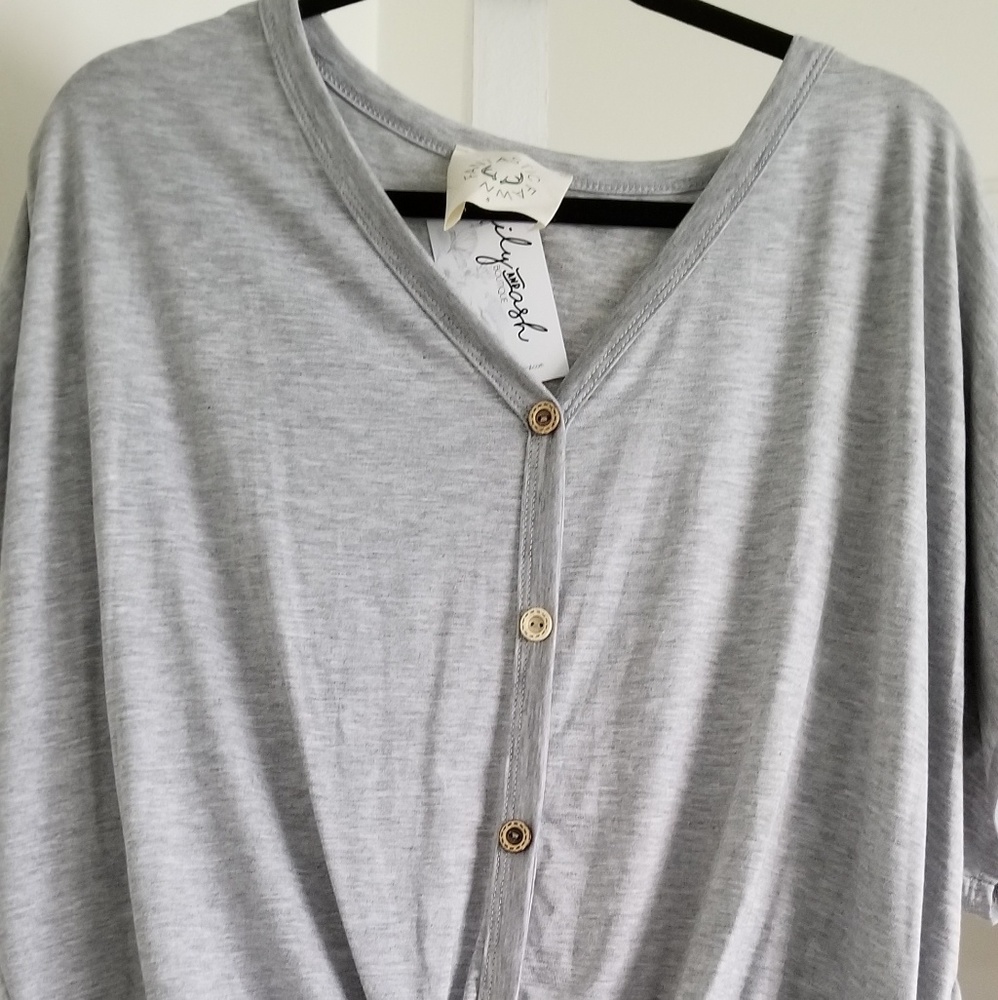 Boutique button front tie front top